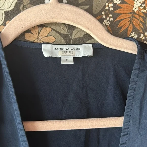 marissa webb Satin Tie Waist Blouse in blue size 2